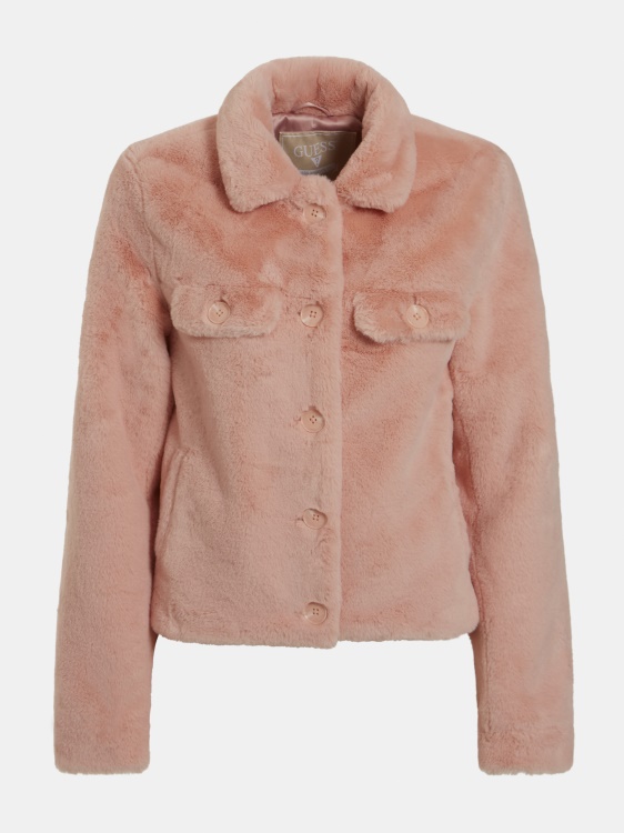 яке от изкуствена кожа Guess розово