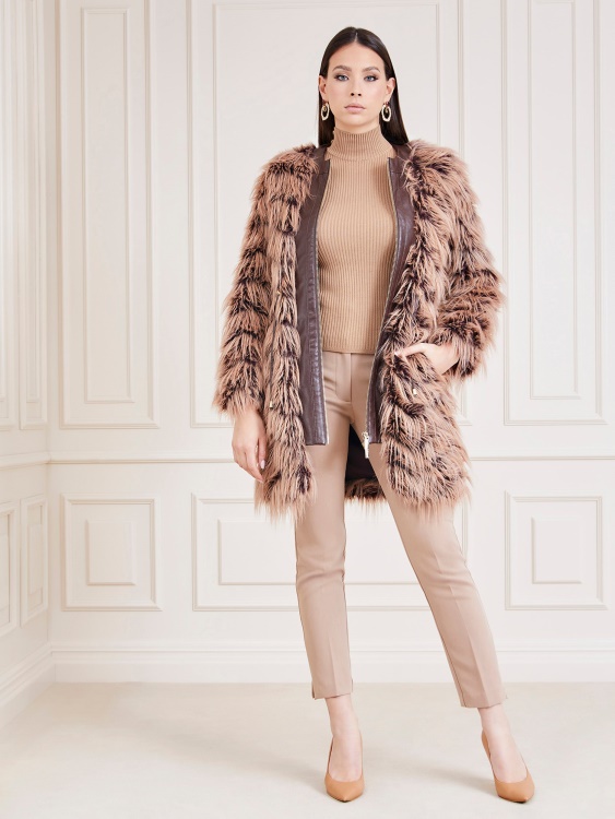 Guess кафяво палто от изкуствена кожа Marciano