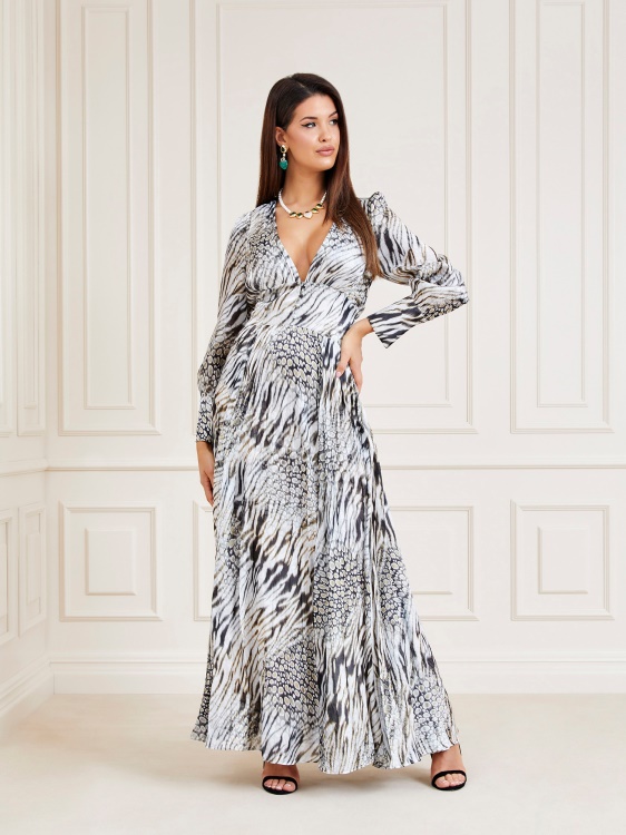 бяла макси рокля с щампа от цял ​​марциано Guess