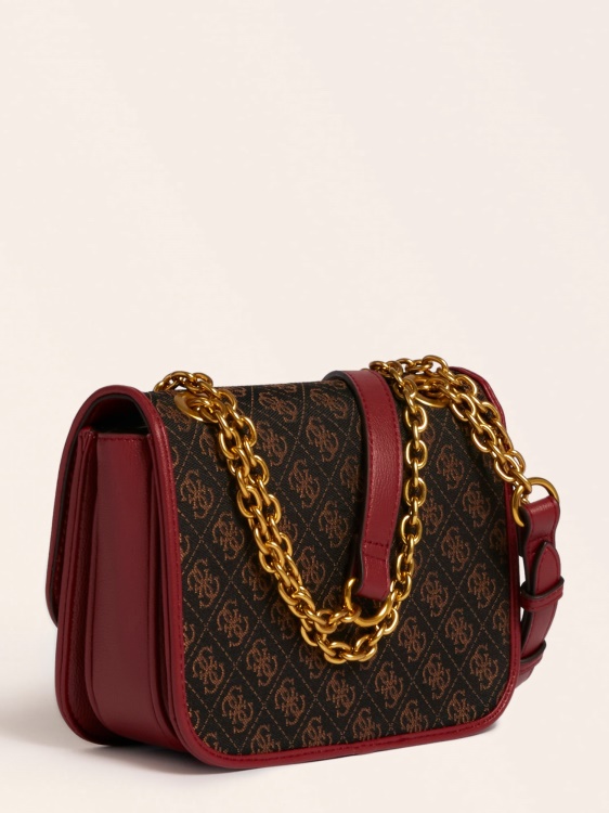 тъмночервена чанта за кръст с лого Aileen 4g Guess