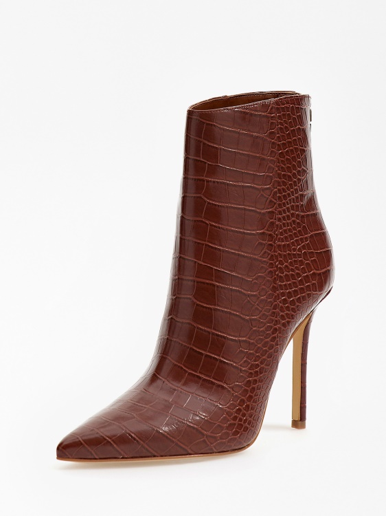 Боти до глезена с крокодилна щампа Guess Brown