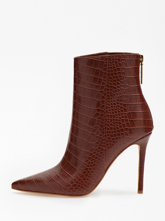 Боти до глезена с крокодилна щампа Guess Brown