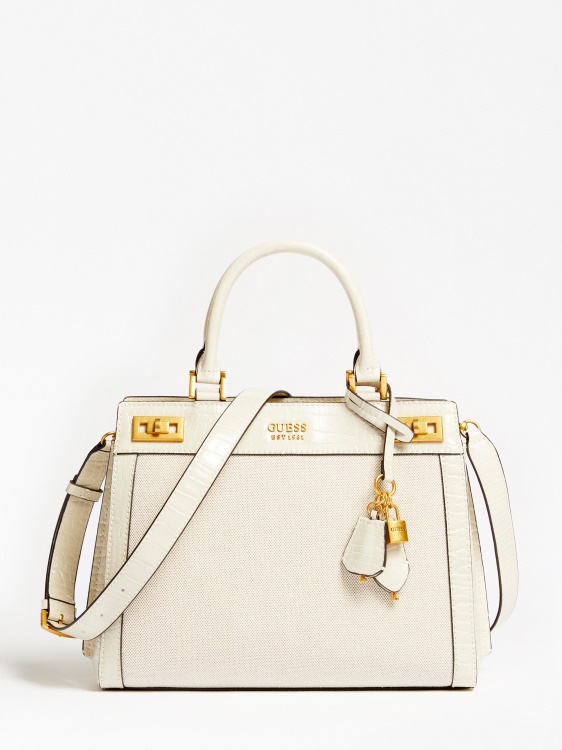 Guess Katey Logo Charm чанта бяла