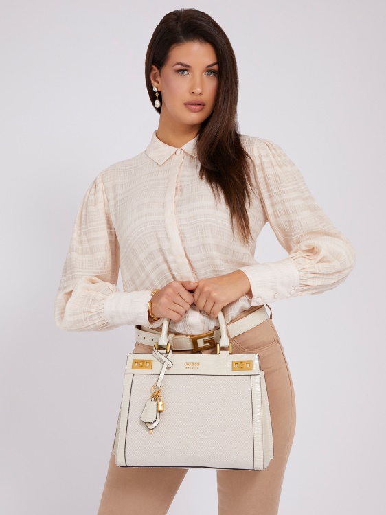 Guess Katey Logo Charm чанта бяла