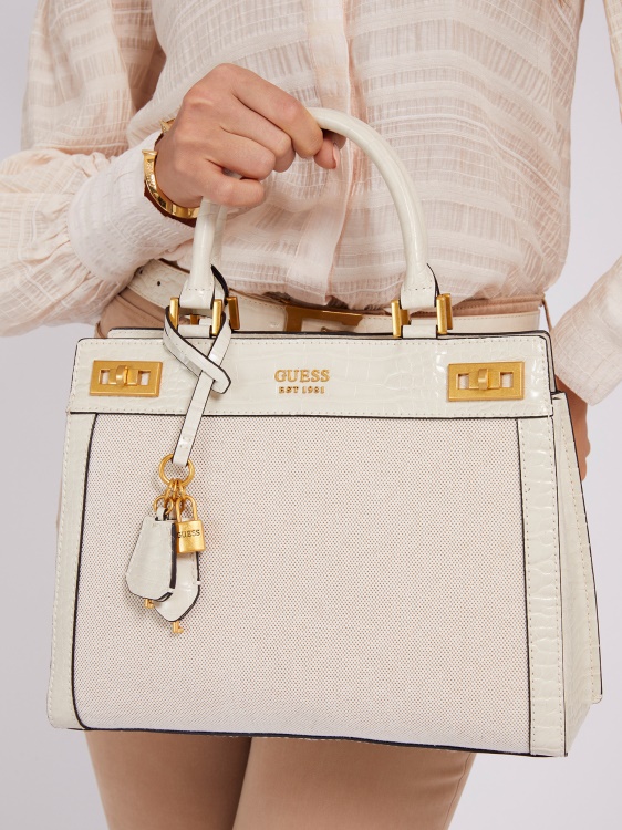 Guess Katey Logo Charm чанта бяла