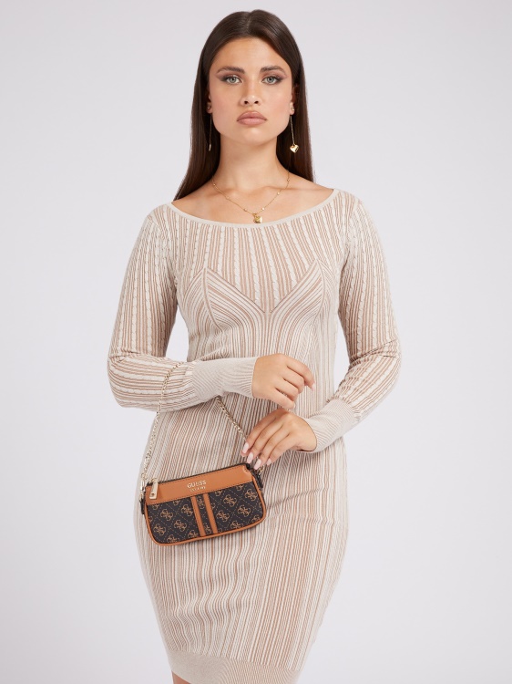 Guess Kasinta 4g Logo Mini Crossbody тъмно кафяво