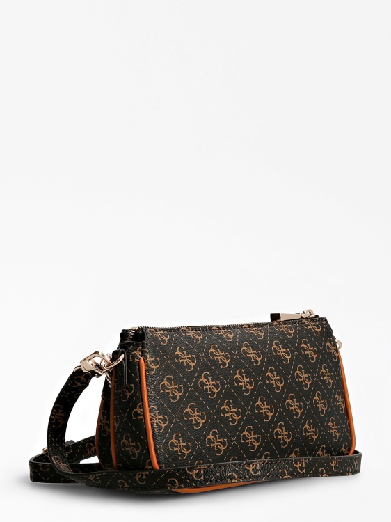 Guess Kasinta 4g Logo Mini Crossbody тъмно кафяво