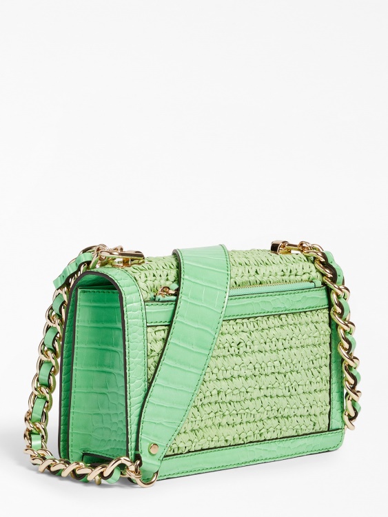 Abey рафия мини чанта през рамо зелен Guess