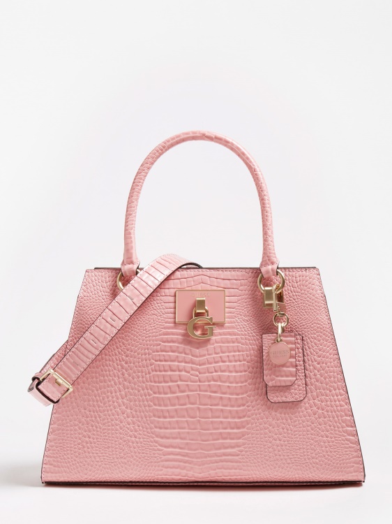 ръчна чанта Guess Pink Stephi с крокодил