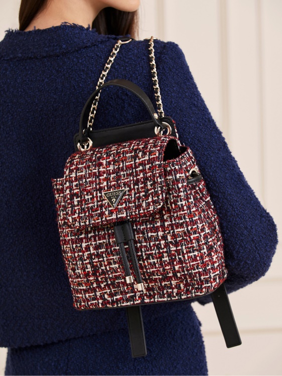Guess червена раница от туид Cessily