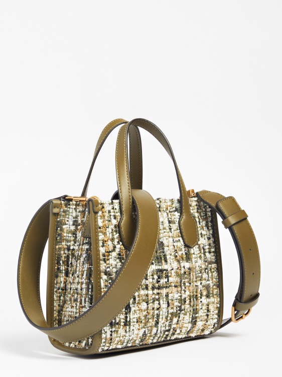 Guess зелена мини чанта от туид Silvana
