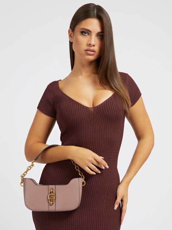 Guess Square G луксозна мини чанта през рамо розово