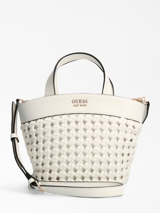 Sicilia Braided Mini Shopper White Guess