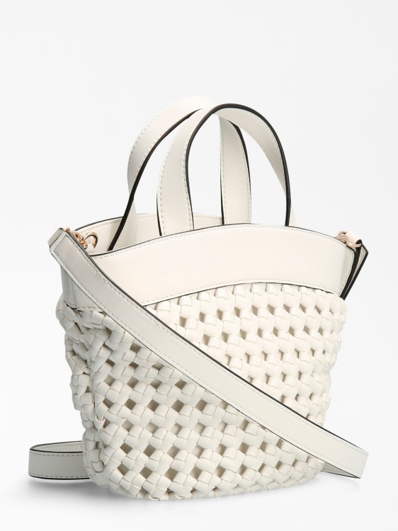 Sicilia Braided Mini Shopper White Guess