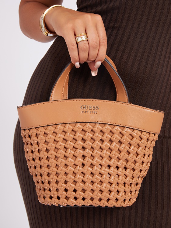 Sicilia Braided Mini Shopper Guess кафяво