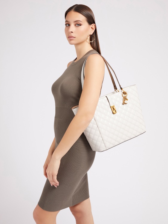 бял Noelle лачена кожа Shopper Guess