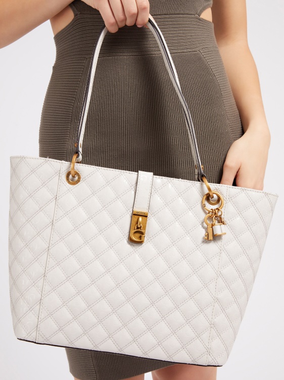бял Noelle лачена кожа Shopper Guess