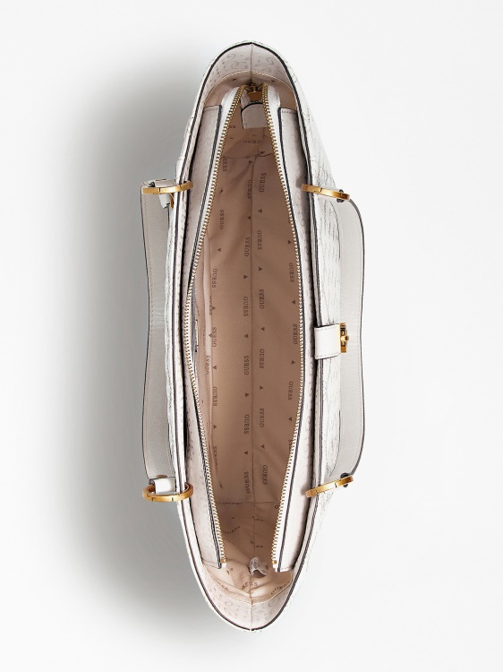 бял Noelle лачена кожа Shopper Guess