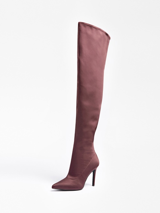 велурени високи ботуши Marciano бежово Guess