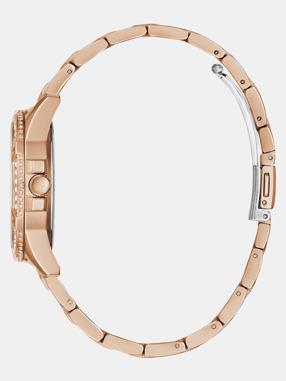 многофункционален кристален часовник Guess розово злато