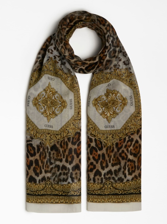 бял Guess Animalier бароков шал