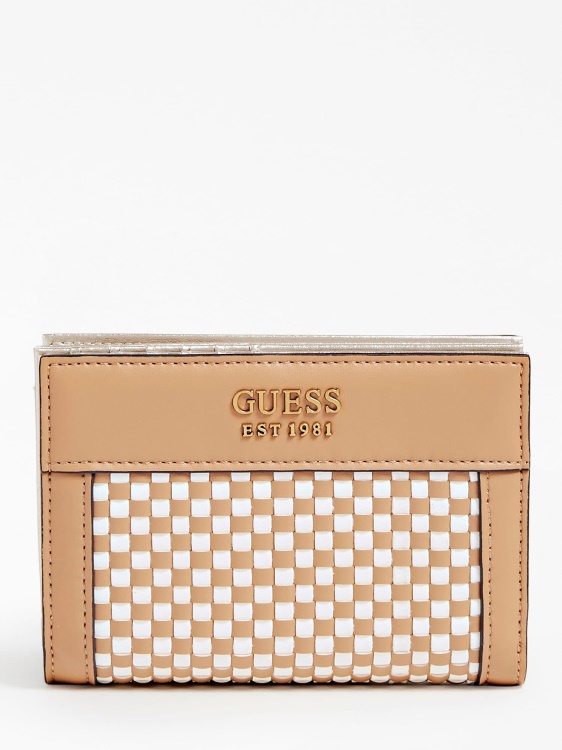 Guess Katey тъкан портфейл много бежов