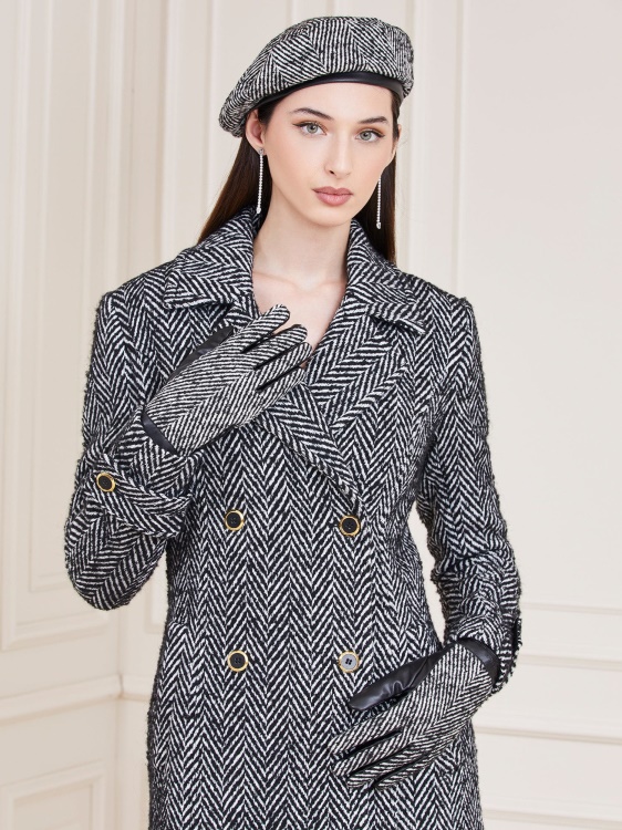 Guess черна барета от туид Multi Marciano