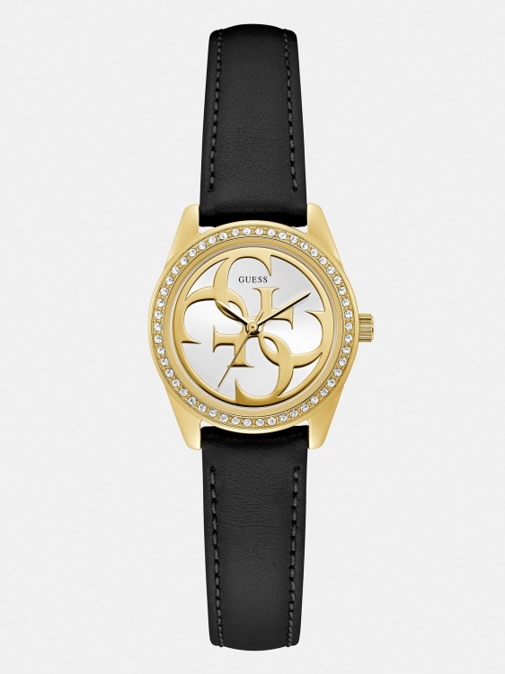 аналогов часовник Guess от естествена кожа с кристали