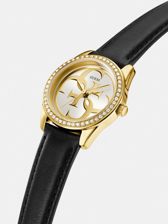 аналогов часовник Guess от естествена кожа с кристали