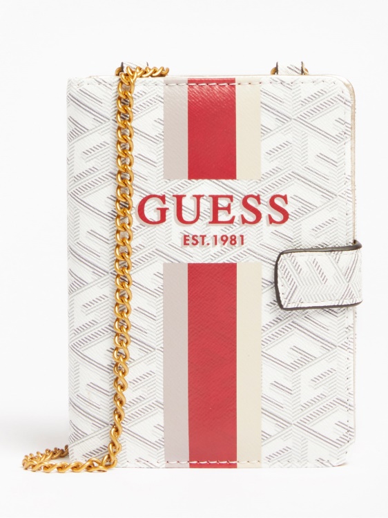 портфейл с лого крем Guess Vikky G Cube