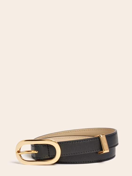 Guess черен колан от естествена кожа Marciano