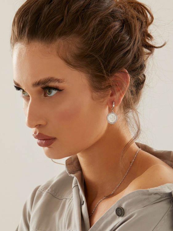 сребърни обеци Guess Round Harmony