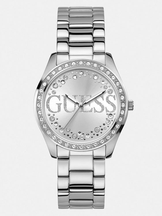 сребърен аналогов часовник Guess стомана