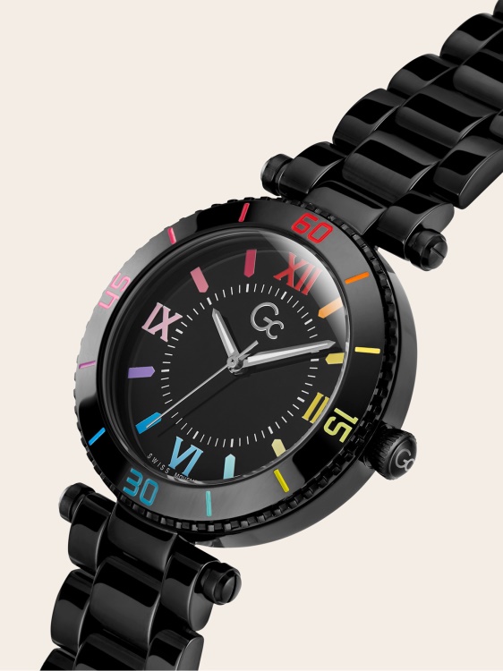 черен Gc керамичен аналогов часовник Guess
