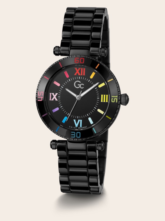 черен Gc керамичен аналогов часовник Guess