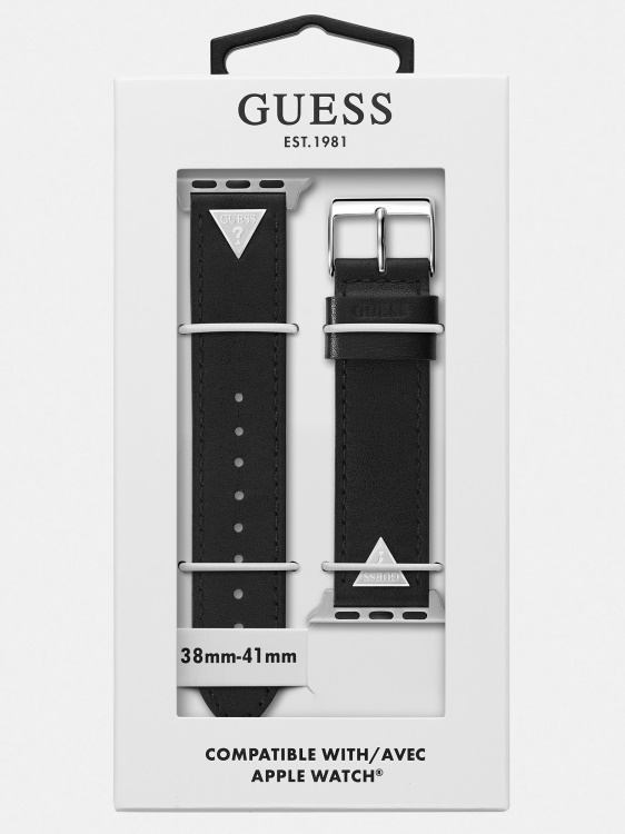 Guess кожена каишка за часовник Apple черен