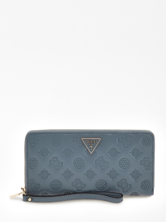 Guess La Femme макси портфейл с вдлъбнато релефно означение светлосин