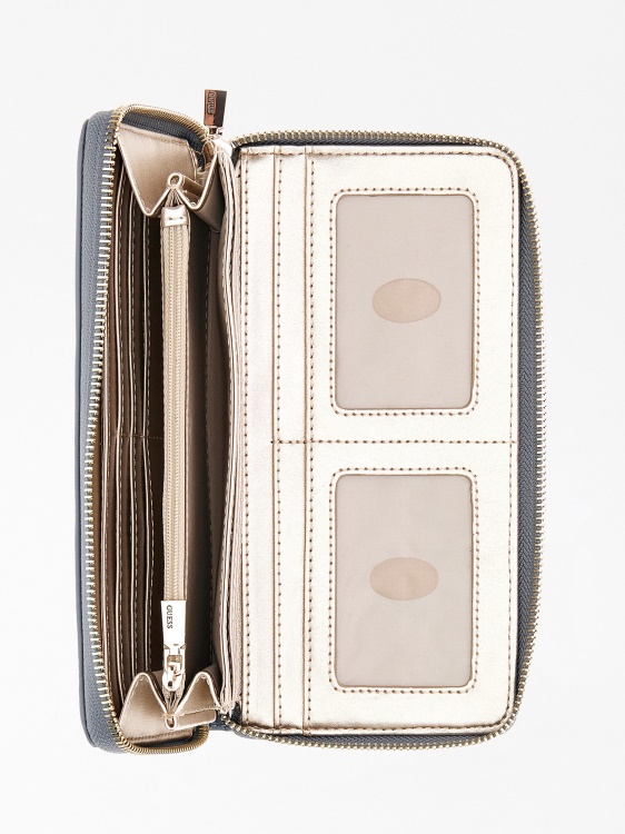 Guess La Femme макси портфейл с вдлъбнато релефно означение светлосин
