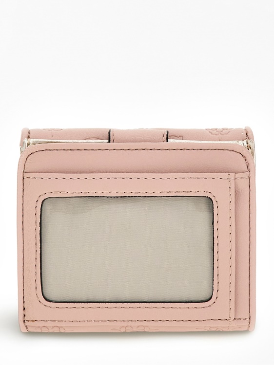 розов мини портфейл с вдлъбнато релефно лого Guess
