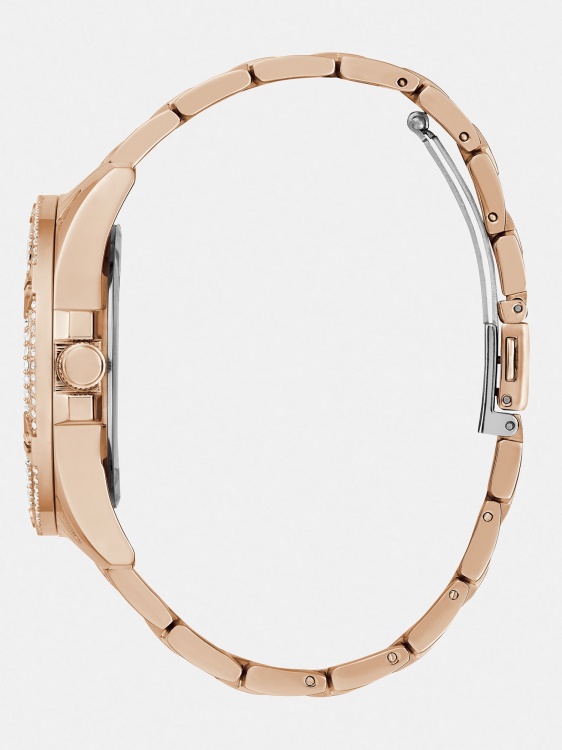 Guess многофункционален кристален часовник от розово злато