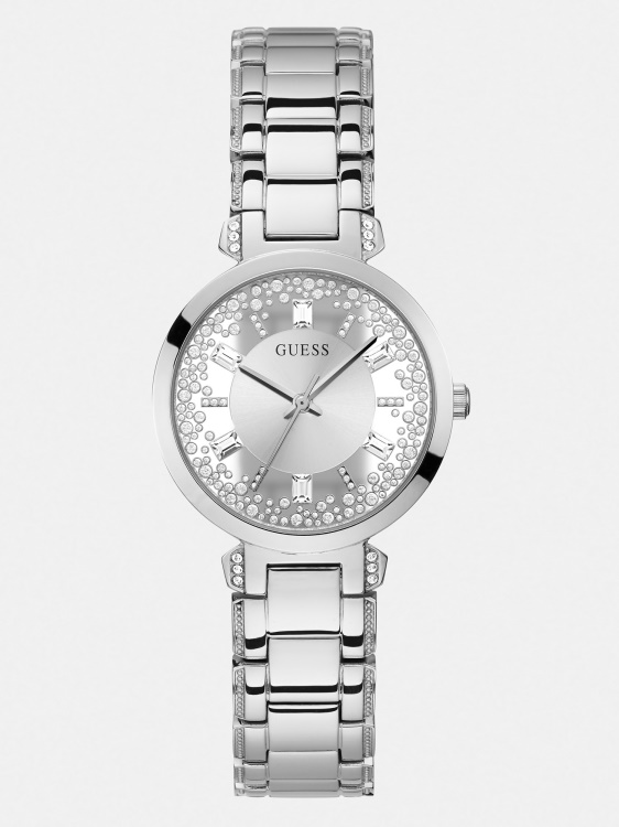 сребрен кристален аналогов часовник Guess