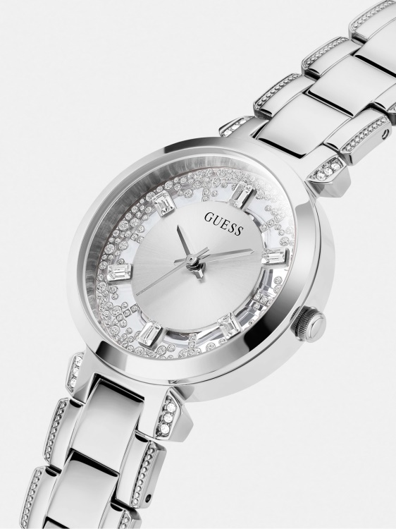 сребрен кристален аналогов часовник Guess