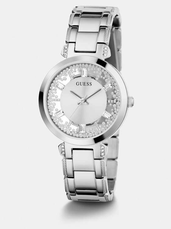 сребрен кристален аналогов часовник Guess