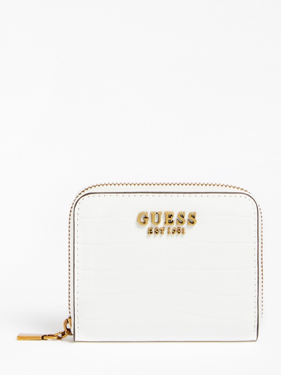 Мини портфейл с щампа на крокодил с бял лавр Guess