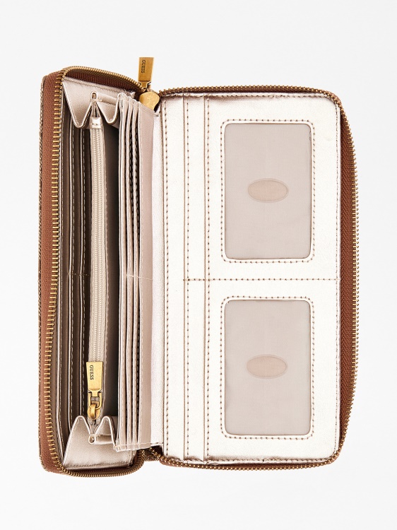 кафяв макси портфейл с лого Katey 4g Guess