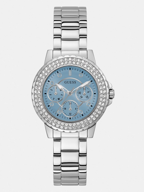 сребърен кристал многофункционален часовник Guess