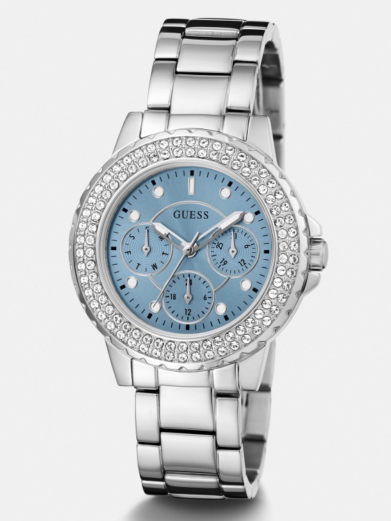 сребърен кристал многофункционален часовник Guess