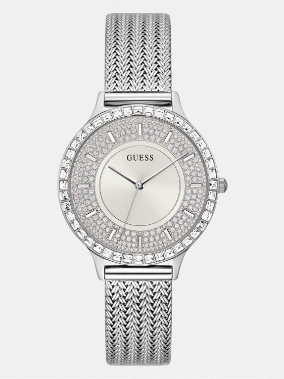 сребрен кристален аналогов часовник Guess