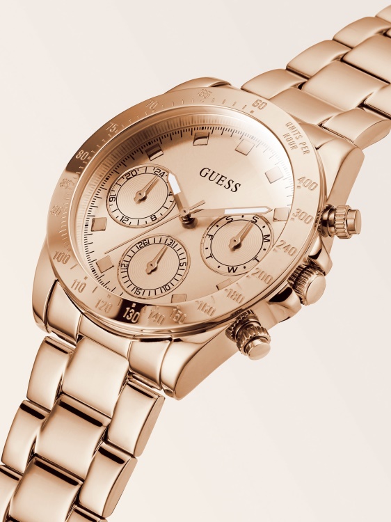мултифункционален часовник Guess розово злато