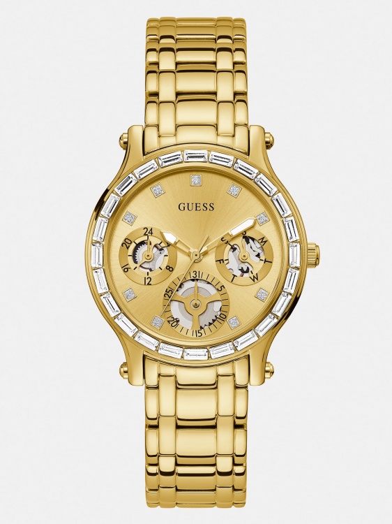 син многофункционален стоманен часовник Guess
